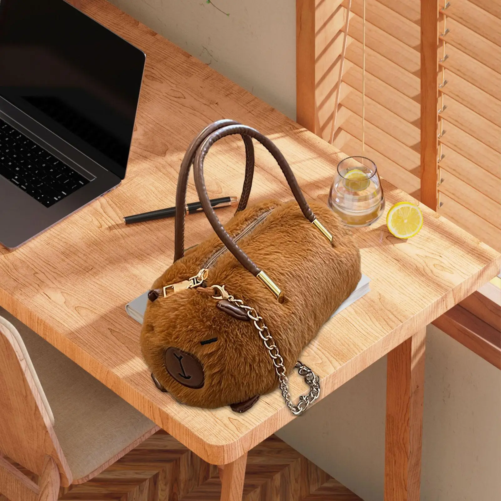 Capybara Plush Shoulder Bag Chain Bag Birthday Gifts Shopping Bag Lady Creative Plush Bag Handbag for Daily Commuting Holiday