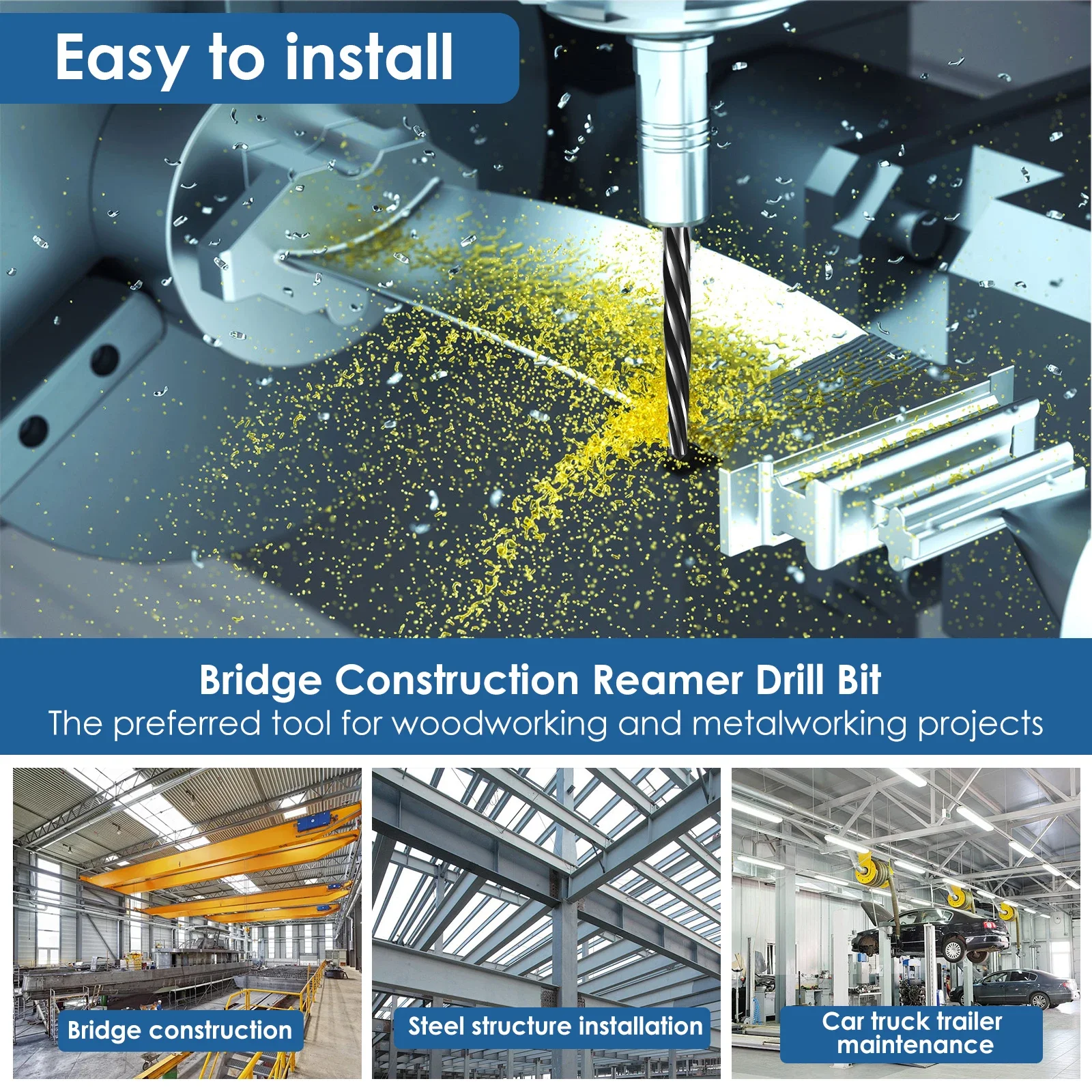 Bridge Construction Reamer Drill Bit 5/8inch 3/4inch 1/2inch Taper Chucking Reamer Car Reamer Enlarge Hole Drill Bit 5