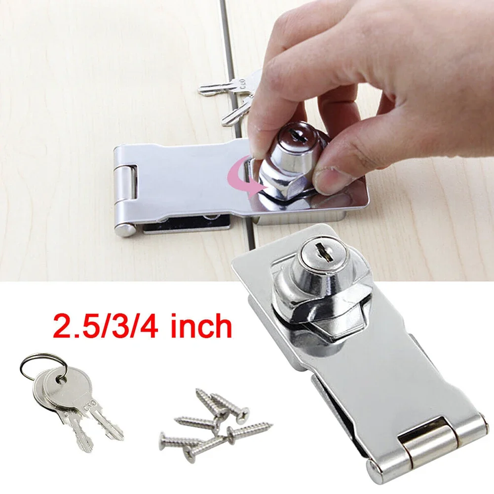 Description Picture 5 of item1PC Locking Hasp Heavy Duty Security Hasp Staple With Keys Padlock Cupboard Shed Garage Door Locks Home Lock