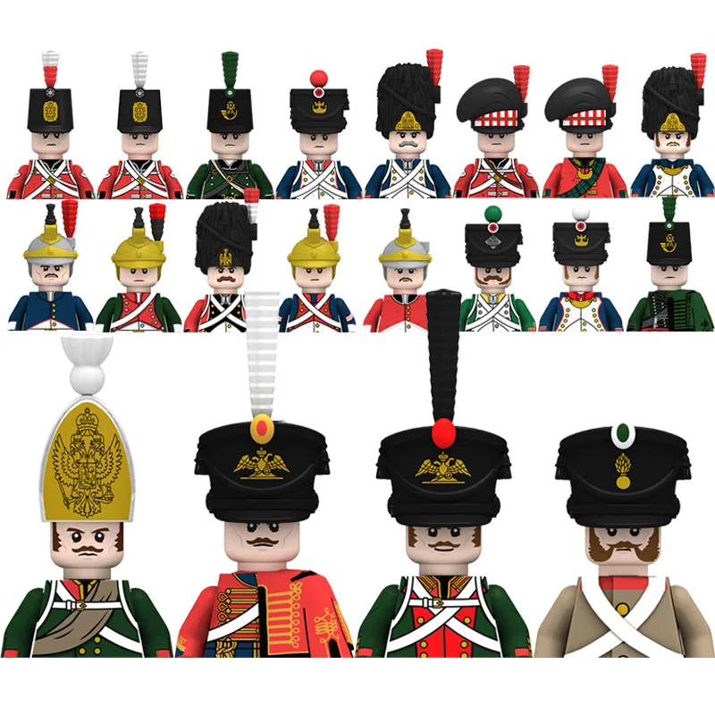 

Military Soldiers Russian Line Infantry Building Blocks Napoleonic Wars British French Spanish Figures Weapon Bricks Toys Gift