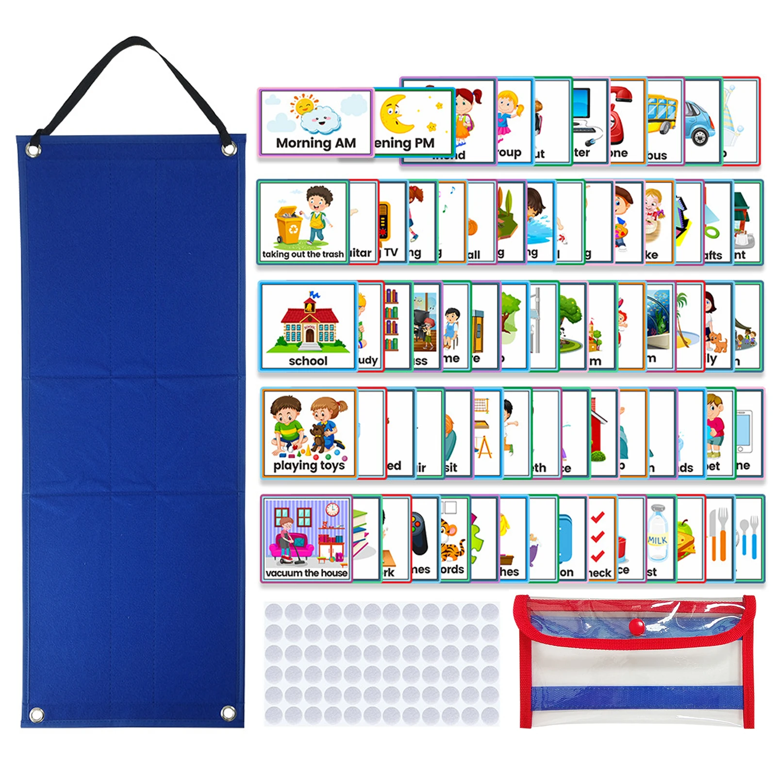 

224pcs/set Daily Routine Practical For Kids Polyester Day Organiser Home Visual Schedule Durable Nursery Learning Planner Chart