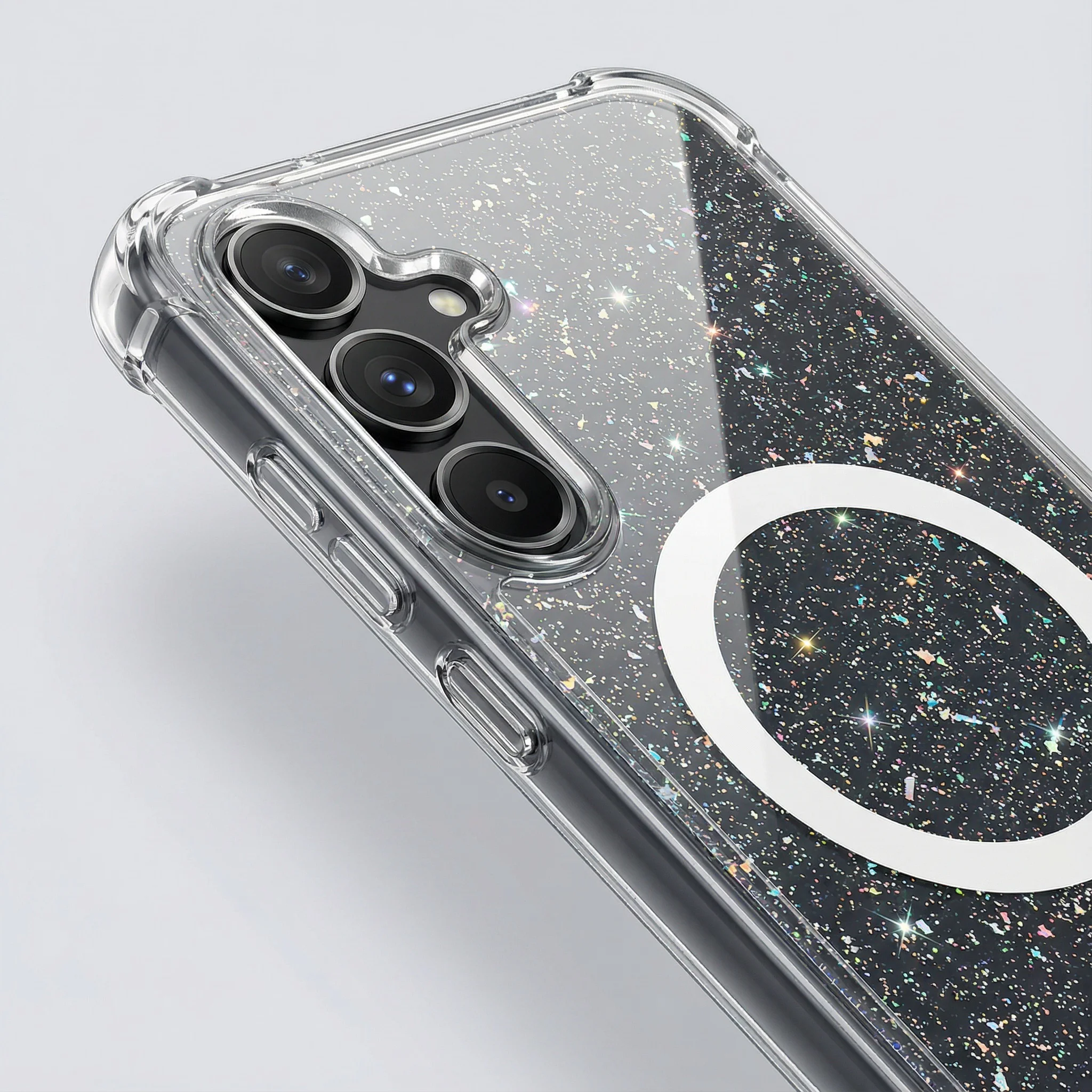 Premium Transparent Sequin Protective Case with MagSafe Magnetic Cover
