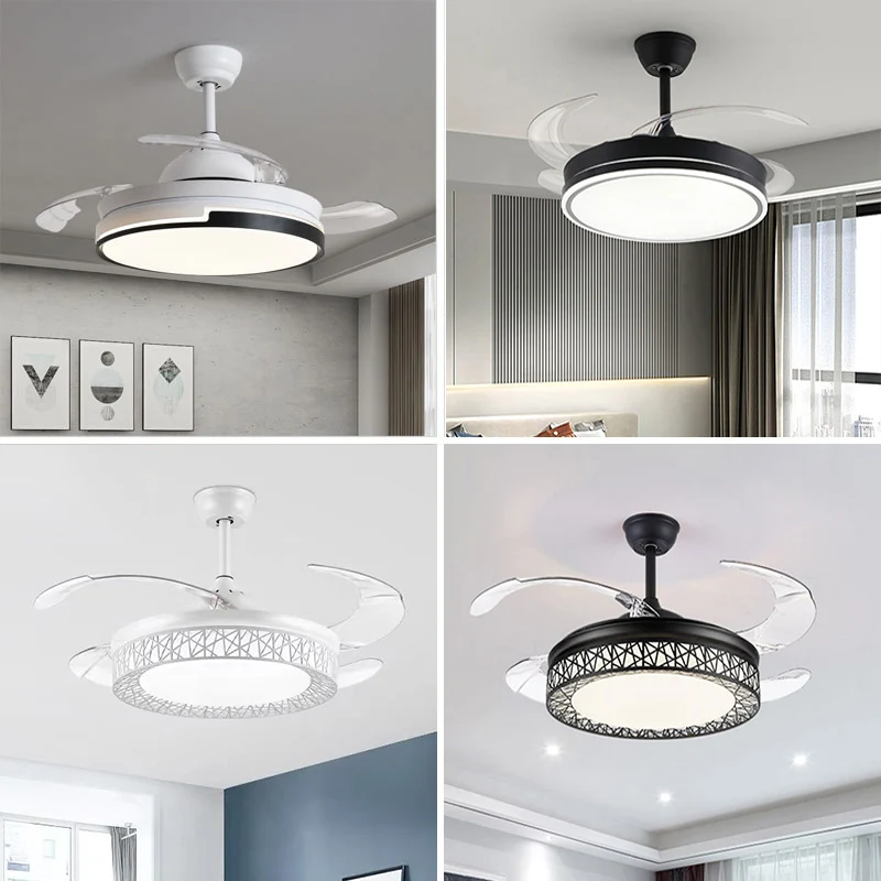 110V Or 220V Invisible Ceiling Fan Lamps Bedroom Living Room Dining Room Study LED Modern And Minimalist Home Pendant Light