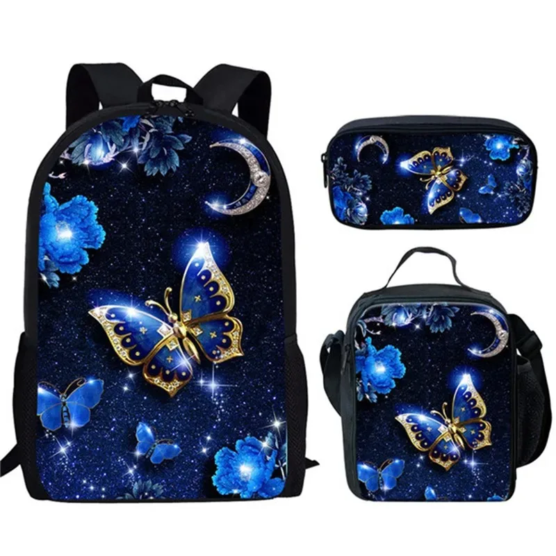 Student School Backpacks with 3D Animal Print, Laptop Backpack, Lunch Backpack, Pencil Case, Popular Harajuku, Beautiful Butterf