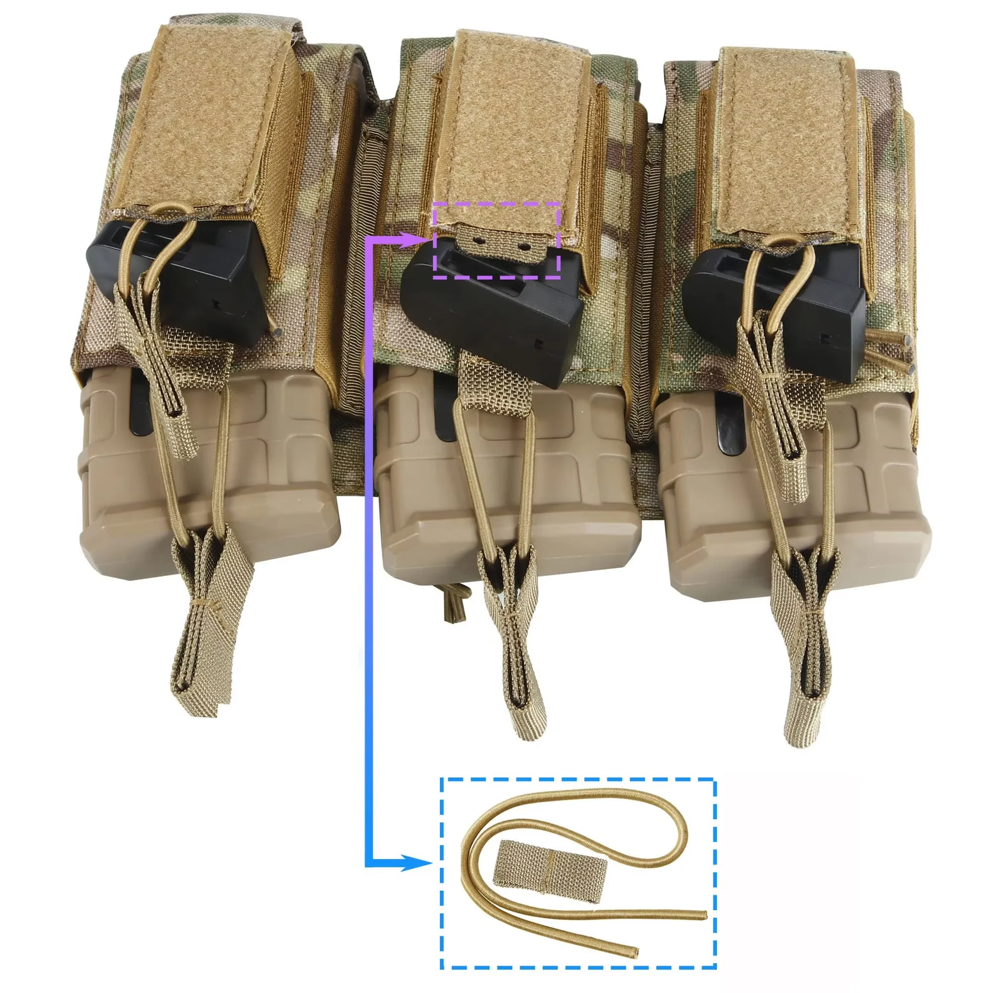 Magazine Pouch Tactical Mag Holder Triple Open-Top Pouches for M4 M16 AK Molle Backpack Hunting Gear