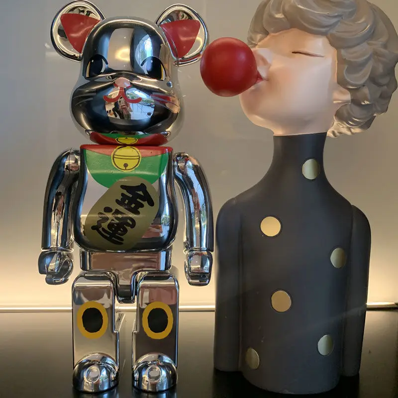 

Bearbrick Doll Violent Bear 400% Toy Figure Bear Lucky Luck Cat Model Building Block Bear Model Statue Sculpture Remote Control