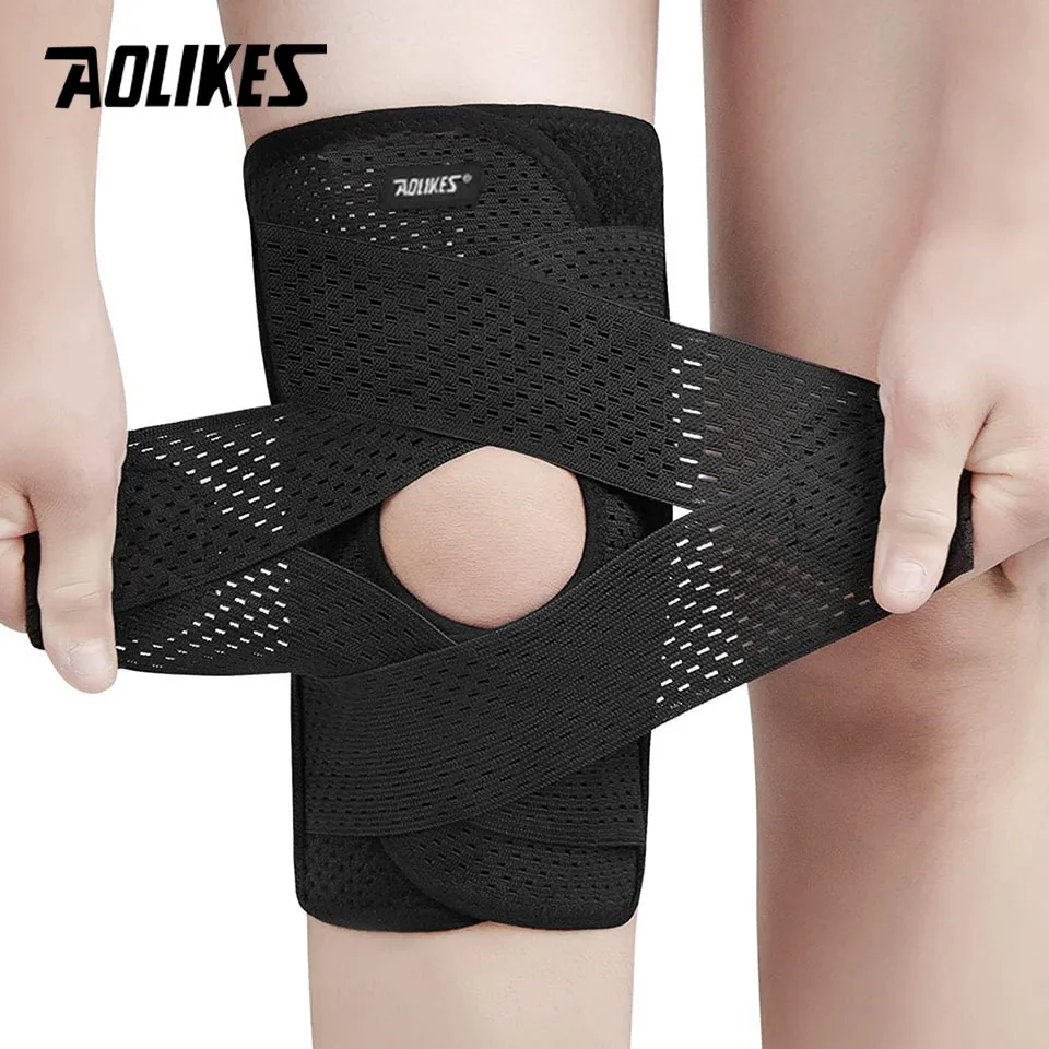 Knee Brace Knee Pain Compression Support Air Mesh Fabric Side Stabilizers ACL Arthritis Relief 1PCS