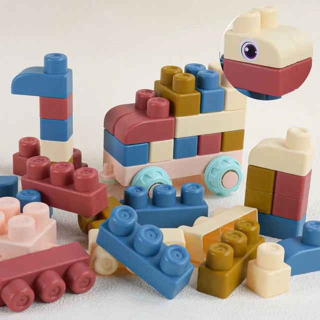 New Upgraded Early Education Puzzle Assembly Toy, Chewable And Boiled Large Soft Rubber Building Block, DIY Large Size Toy, Than 1