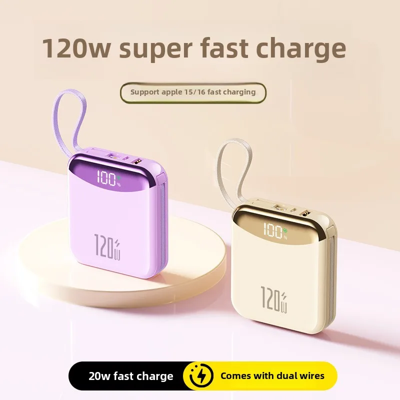 Power Bank portatile Batteria di ricambio a ricarica rapida da 120 W 20000 mAh 2 cavi integrati per IPhone 13 14 15 16 Samsung Huawei Xiaomi - Image 4