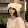 2022 Real Rabbit Fur Winter Hat for Women Knitted Fluffy Beanie Ladies Fashion Solid Color Warm Plush Skull Women's Thick Hat 3