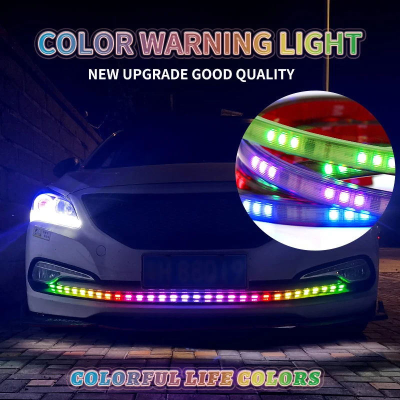 

Niscarda Led Colorful Car Headlight Strip Universal Daytime Running Lights Auto Grid Decorative Light Bar 12-24V