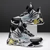 New Boys Basketball Shoes High-Top Mesh Sport Sneakers with Rotating Button, Breathable & Shock-Absorbing Running Shoes for Kids 5