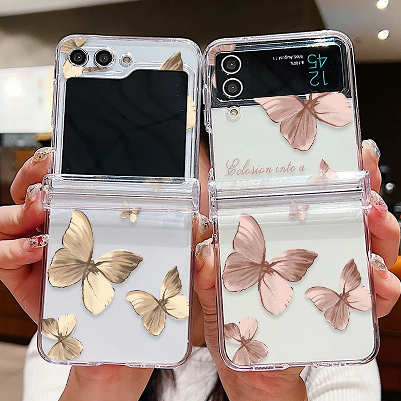 Butterfly Pattern Transparent Hard PC Folding Cover