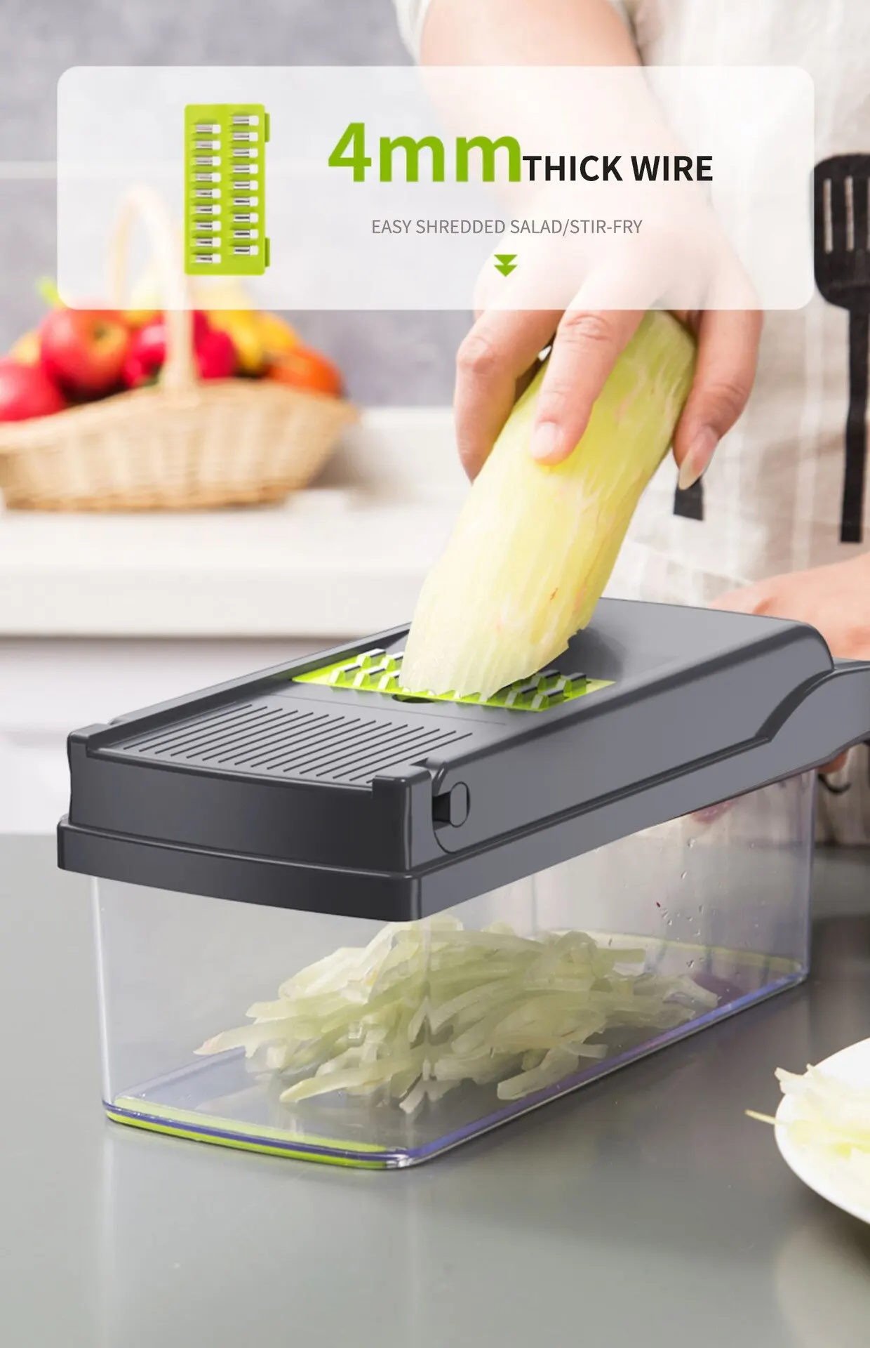 vegetable slicer cutter shredders with basket for fruits and vegetables