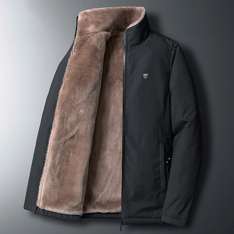 

2022 Men Casual Padded Cotton Jacket Coat for Men Outerwear Windbreaker Lamb Wool Parka Oversize Warm Fleece Winter Jacket