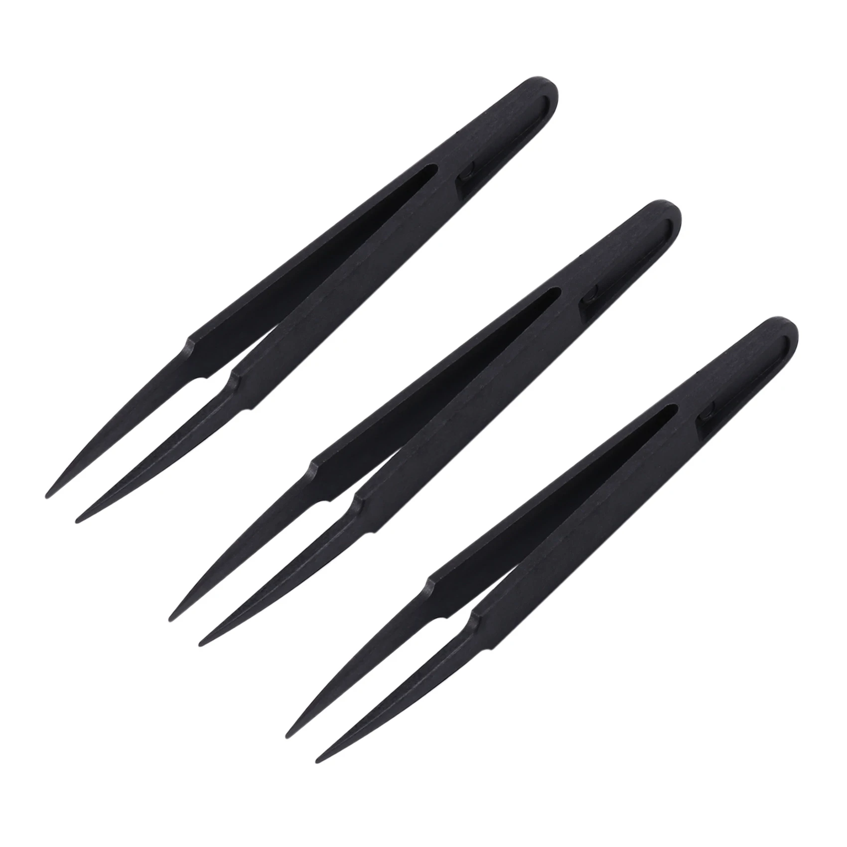 Plastic Tweezers, 3 Pcs Black Plastic Anti-static Tweezers