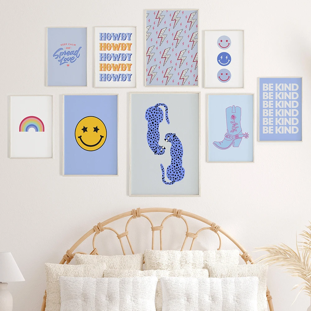 Preppy Room Decor Canvas Painting Blue Dorm Room Bedroom Teens