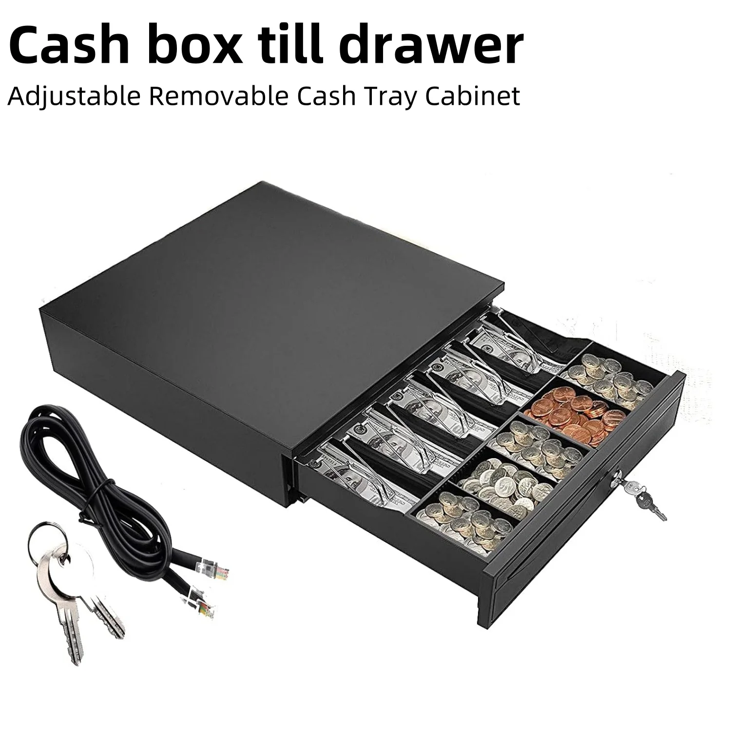 Black Cash box till drawer Black cash register Adjustable removable ...