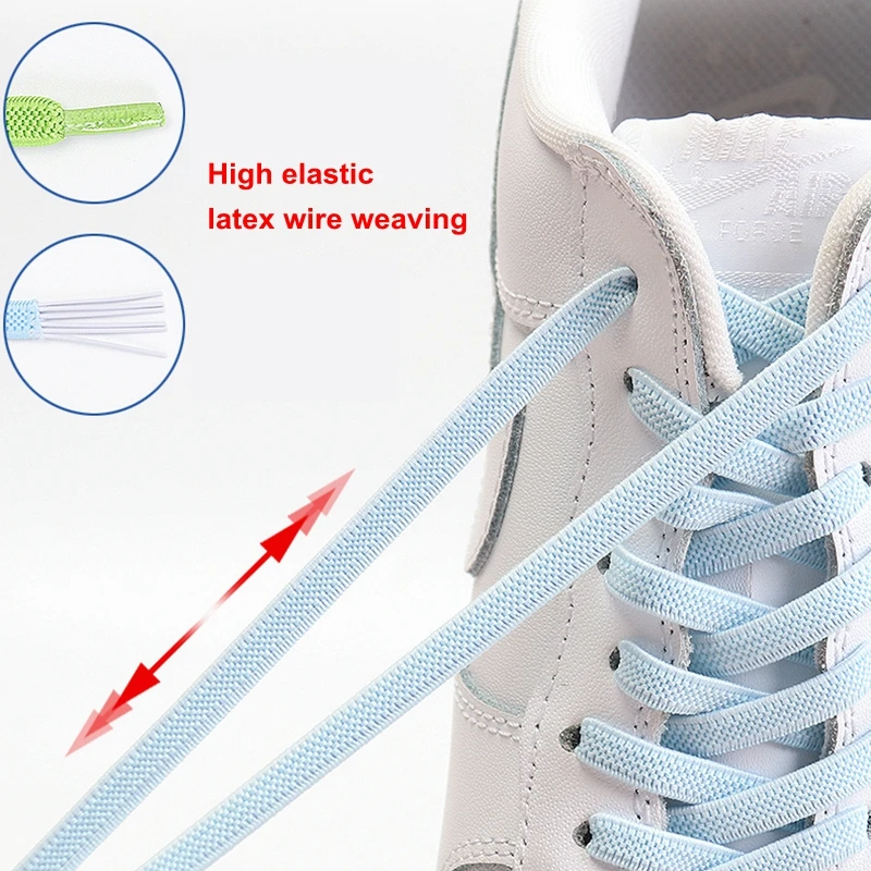 Flats Elastic Shoelaces No tie Shoe Laces Kids Adult Sneakers Shoelace Quick Lazy Shoe Lace 24 Color Buckle Strings 1 Pair