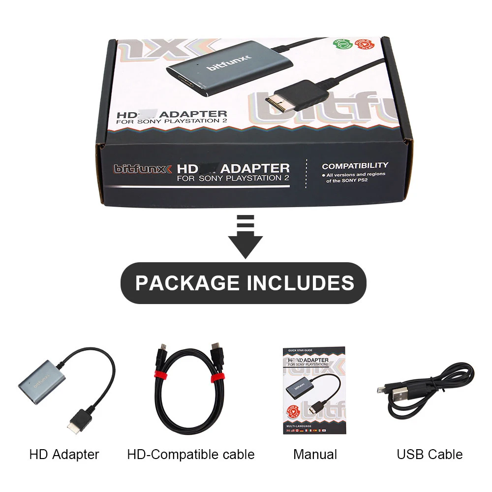 Bitfunx HDMI-compatible Adapter With RGB to YPbPr Switch For PlayStation2  PS2 Game Consoles