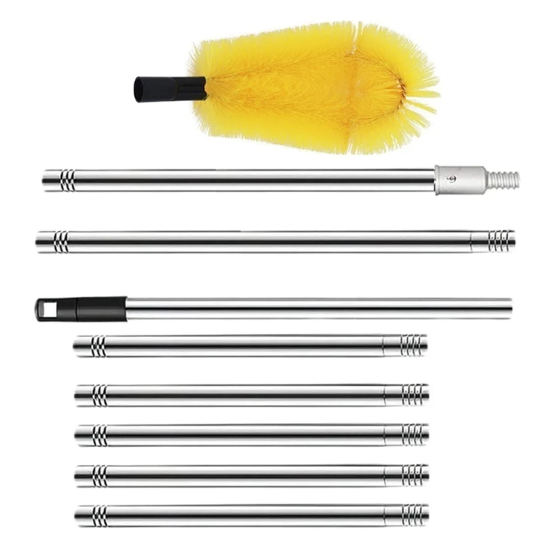 Extendable Roof Gutter Cleaner, Practical Stainless Steel, Sturdy Bristles, Portable for Home Maintenance, Daily Use