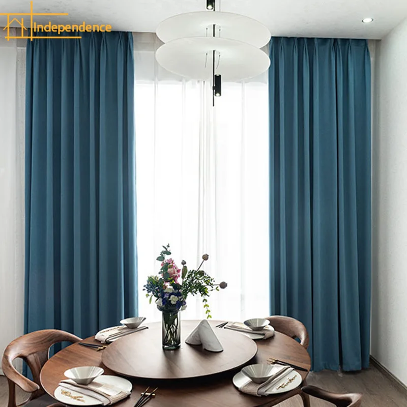 

Simple and Modern Double-sided Hemp Curtains for Living Room Bedroom Solid Color Full Blackout Curtain Custom Finished Products