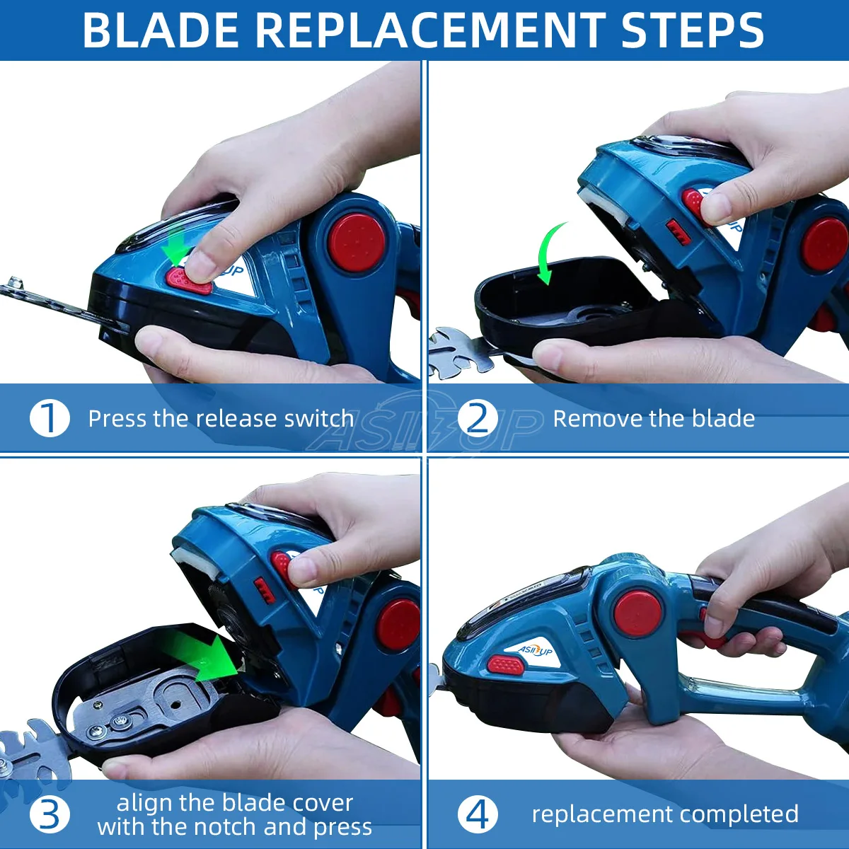 Asii3up 2 IN 1 Cordless Electric Hedge Trimmer 20000rpm Household Shrub Pruning Weeding Garden Power Tool for Makita 18V Battery 6