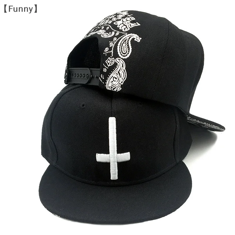 Snapback Baseball Hat Cross Embroidery Adjustable Hip-hop Hat For Youth Men Women Fashion Cap Flat Trend Sunscreen