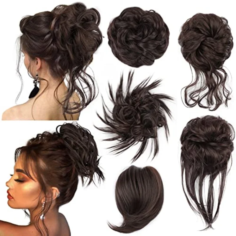5 messy bun hair patches for women's bun hair patches messy curly for extensions ponytail elastic