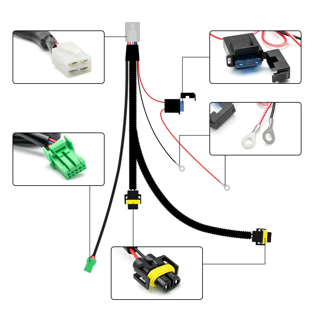 MIZIauto Front Fog Light Kit With Wiring Harness, Switch & Relay For 2005-2006 Nissan Altima