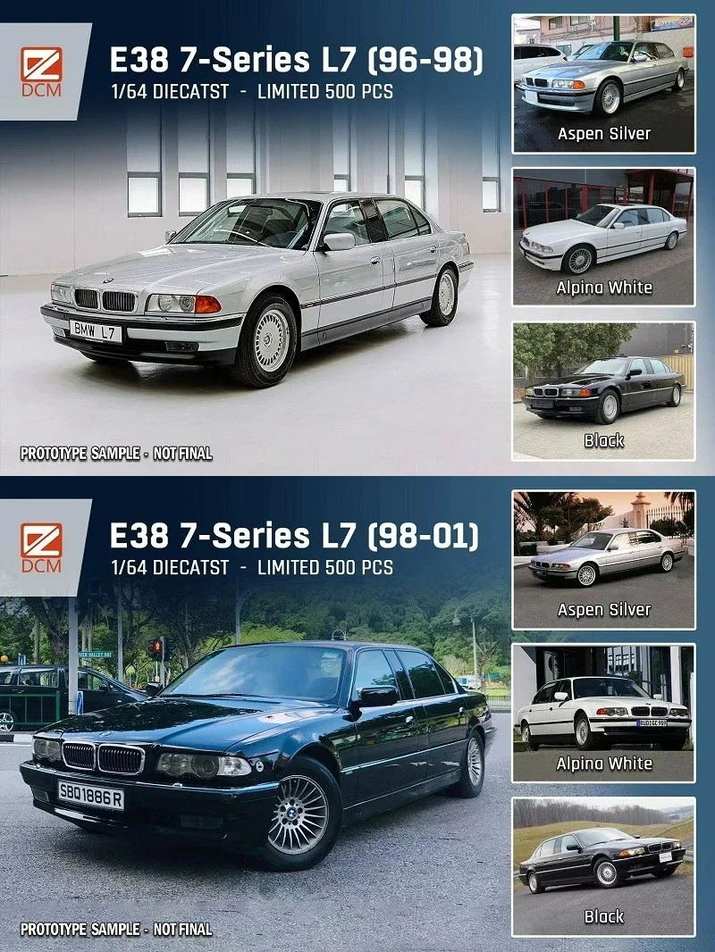 

DCM 1:64 E38 7-Series L7 (96-98) Pre ver. / (98-01) post ver. limited500 Diecast Model Car