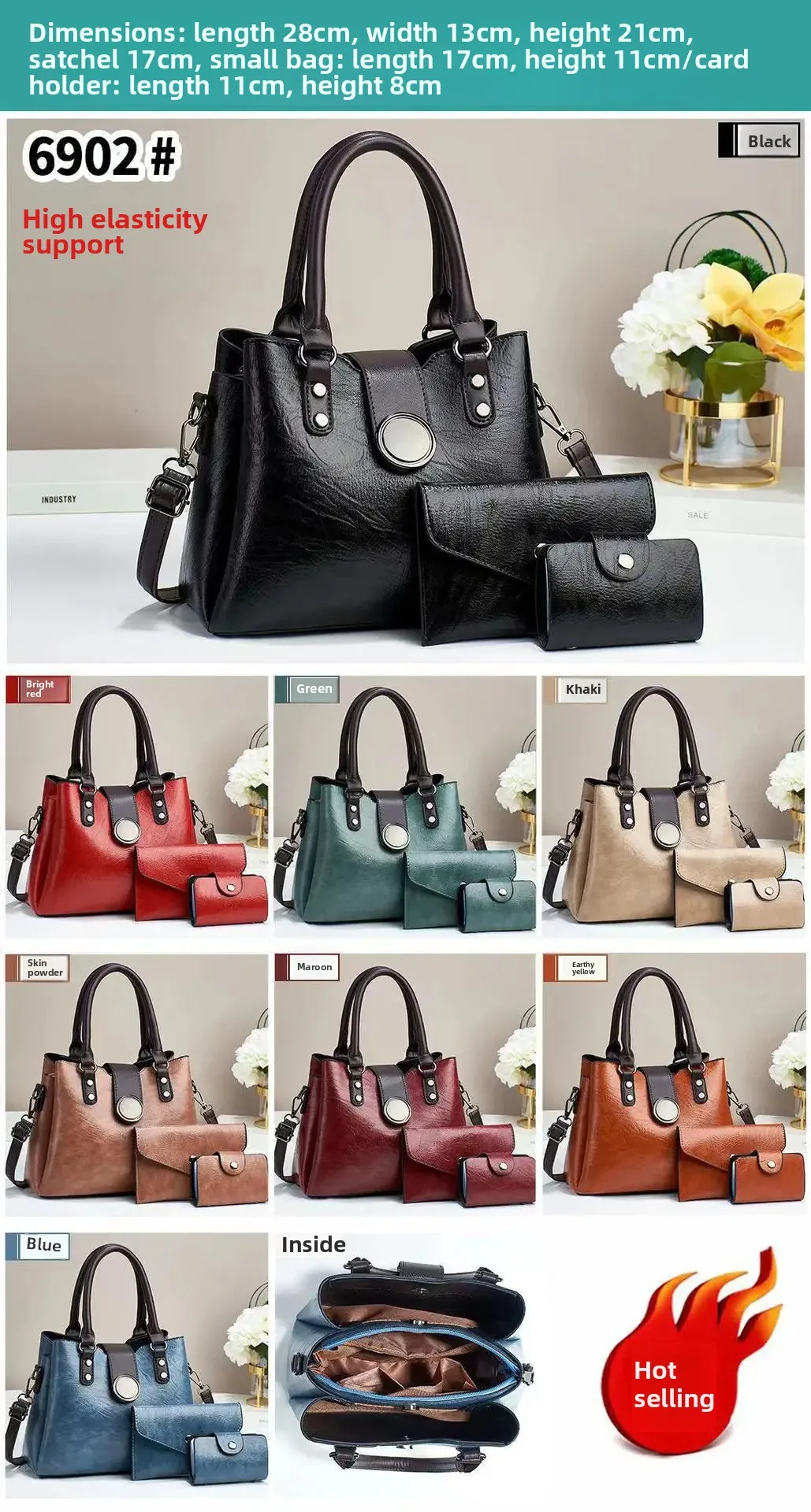 مجموعة حقائب نسائية عصرية ذات سعة كبيرة وحقيبة يد كروس وسحاب للإغلاق من جلد البولي يوريثان مجموعة حقائب يد على الطراز العتيق 4 Sfd82aeadf8ef45508172bab5d1cef64ai