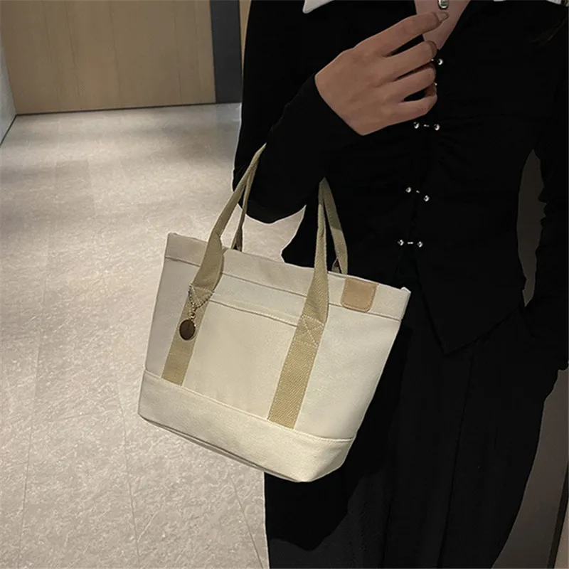 New Solid Color Canvas Tote Bag, Casual Handbag for Women Phone, Watch, Glasses, Lipstick, Car, Medicine, Key, Etc. Daily Items