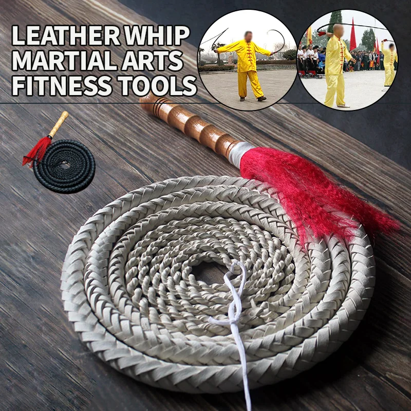 Description Picture 3 of itemKung Fu Whip Martial Art Wushu Whip Cowhide Fitness Whips Shepherd Sounded Whip Wood Handle for Outdoor Physical Exercise Toys