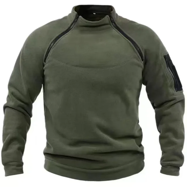Mock Neck Military Sweatshirt Fleece Jackets Men's Cargo Tactical Pullover Hiking Camping Climbing Trekking Windproof Jackets 4