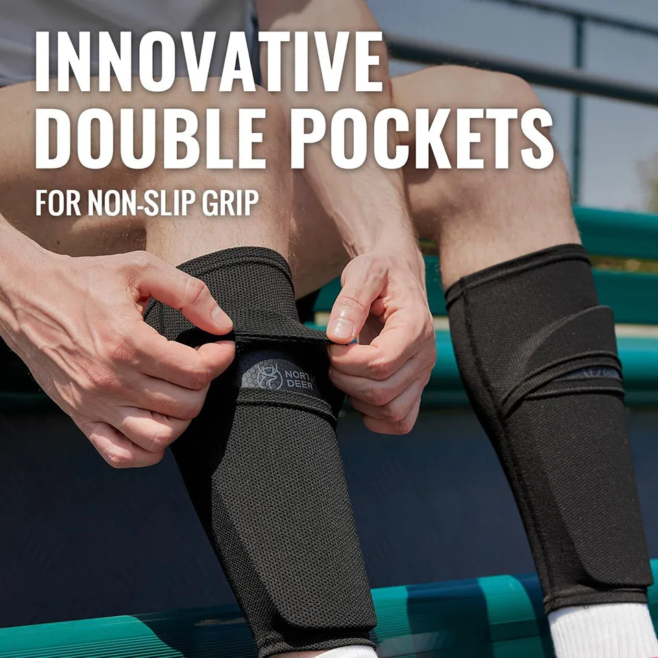 Loogdeel Soccer Shin Guard Sleeves Football Shin Pad Holder Protective Soccer leg Guard Covers Soft Calf Socks with Pocket