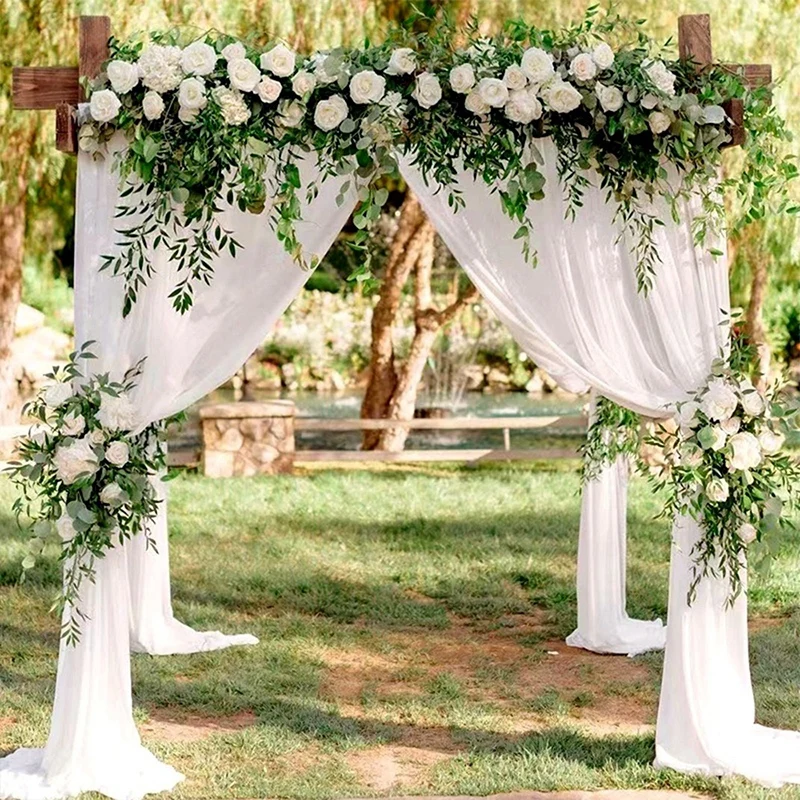 3/6m Wedding Arch Drape Fabric Sheer Chiffon Tulle Curtain For Banquet Birthday Party Backdrop Wedding Chair Sashes Decor Yarn 2
