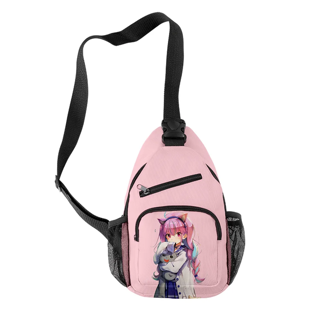 Popular Youthful HOLOLIVE minato aqua Boys/Girls 3D Print Chest Bags Oxford Waterproof Sports Crossbody Travel Bag Shoulder Bags