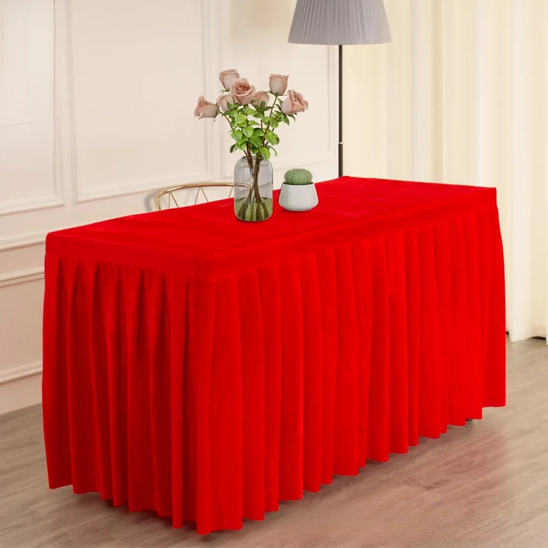 Fashion Table Skirt Rectangular Tablecloth Conference Room Exhibition Flannelette Desk Cover Wedding Home Hotel Decor
