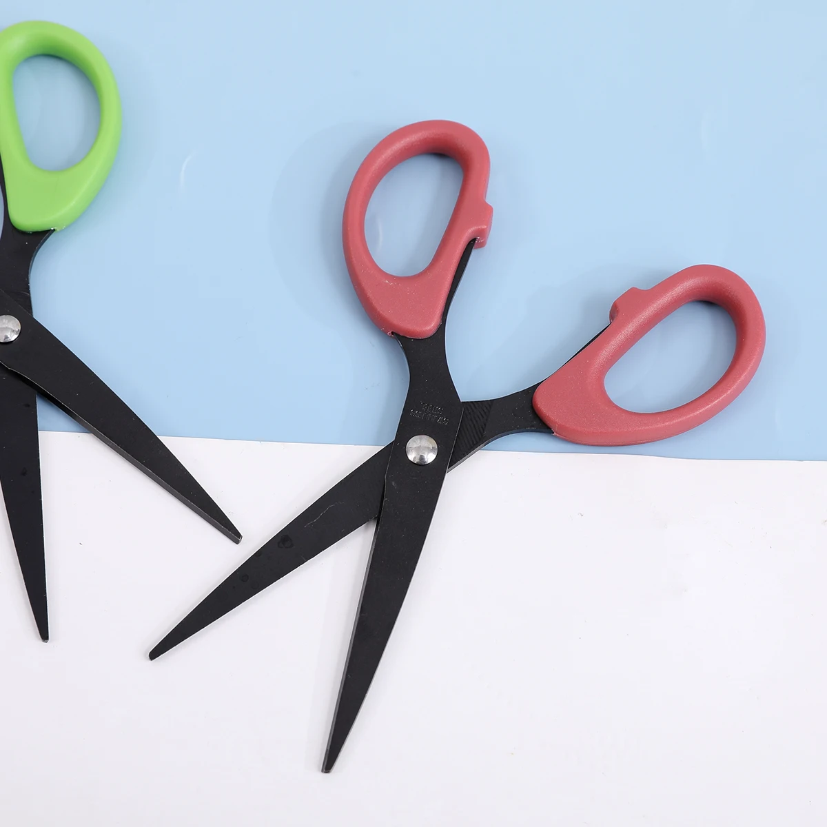 Stationery Scissors Soft Handle Scissors Black Blade Scissors 1pce 6.1 Inch Sharp Stainless Steel Blade Straight ABS Handle Shear For All Purpose