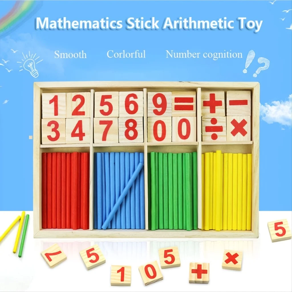 Educational Toys Math Toys Teaching Aids Toys Kids Montessori Wooden Educational Math Calculate Mathematics Games Counting Number Sticks Material Early Learning Children Toys