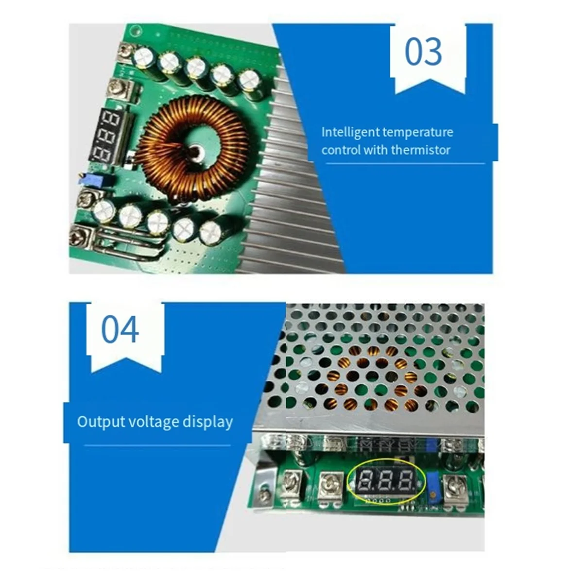 B02B-1500W 50A Adjustable Buck Converter Power Supply DC-DC 25-90V to 12V 48V 60V High Power Voltage Regulator