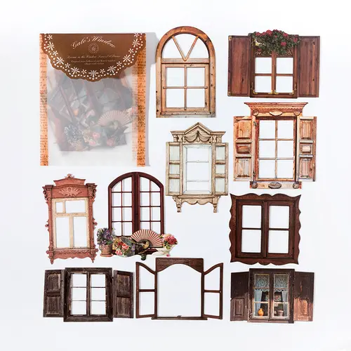 10 Sheets Vintage Hollow Door Window Sticker Diy Diary Decoration Plant Flower INS Sticker Album Scrapbooking Kawaii Stationery - Image 11