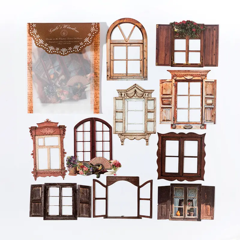10 Sheets Vintage Hollow Door Window Sticker Diy Diary Decoration Plant Flower INS Sticker Album Scrapbooking Kawaii Stationery - Image 11