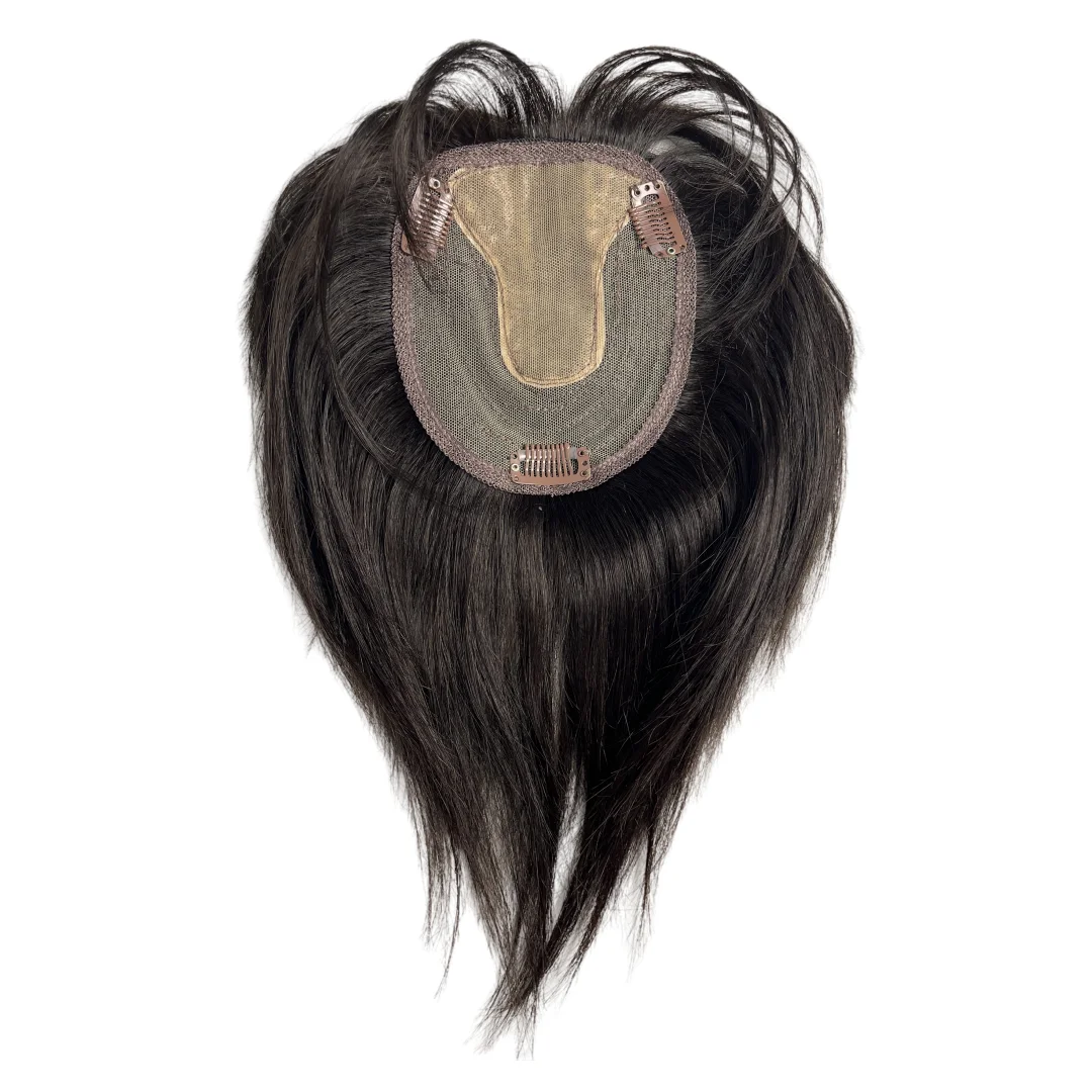 Real Human Hair Toppers With Bangs Straight Fringe Clip In Natural Extensions Hairpieces Cover White Grey Hair Loss For Women
