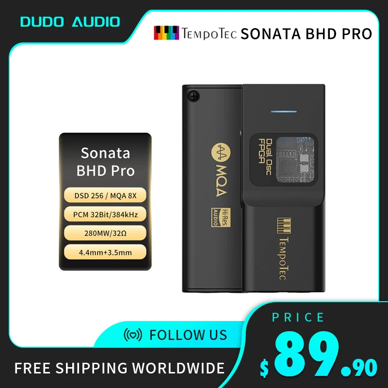 

ЦАП TempoTec Sonata BHD Pro USB C, усилитель для наушников 4,4 мм и 3,5 мм, PCM384kHz,DSD256,MQA8X, дыхательный для iPhone, Android, MacOS и WIN