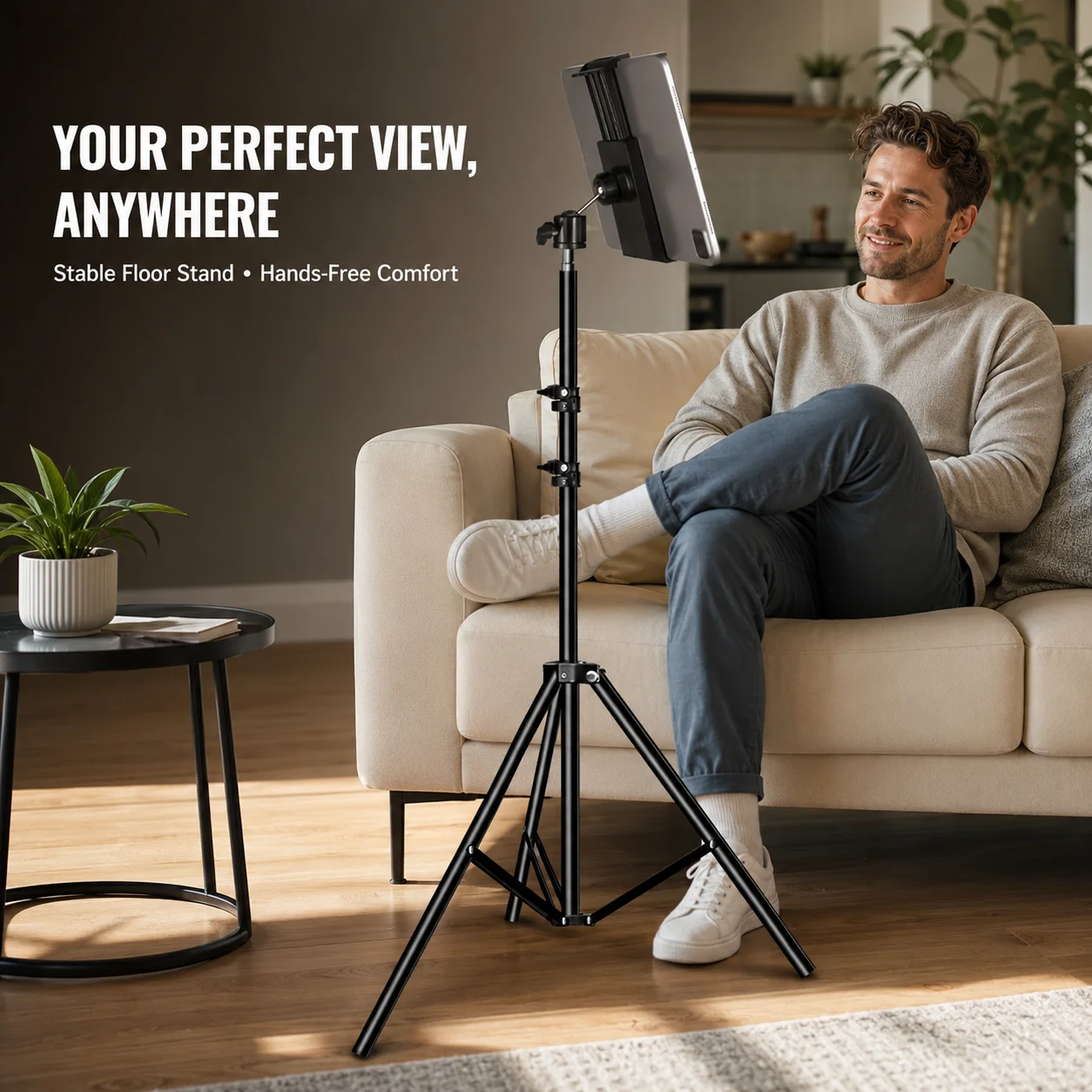 Supporto Treppiede Regolabile 1.6m/2m, Supporto Universale per Telefono e Tablet, Staffa Pieghevole per Live e Video - immagine 3