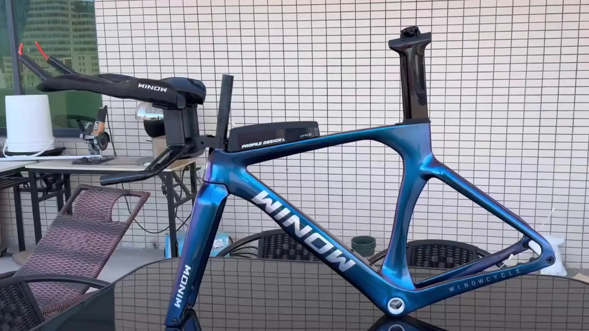 Winowsports Upgraded TT bar Carbon Fiber Time Trial Frame Set Disc