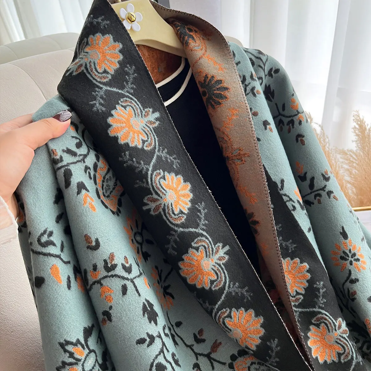 Winter Cashmere Scarf for Women Jacquard Shawl Wrap Female Pashmina Luxury Brand Poncho Thick Blanket Warm Bufanda Echarpe Femme