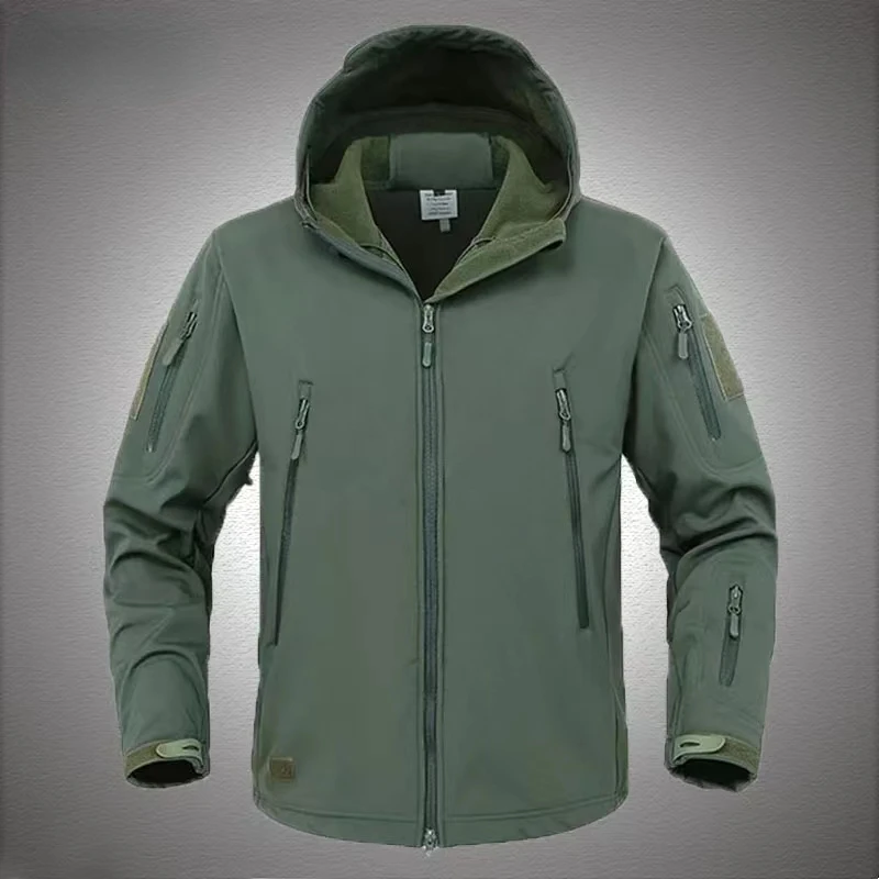 

Men Military Army Winter Hooded Fleece Tactical Jacket Bomber Jacket Outdoor Sports Coats Zipper Waterproof Outerwear